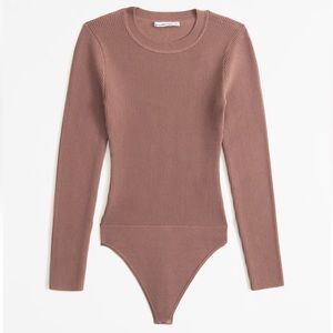Abercrombie & Fitch Long-Sleeve Ottoman Bodysuit, Light Brown, Small